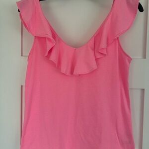 Lilly Pulitzer Vibrant Pink Ruffled Blouse
